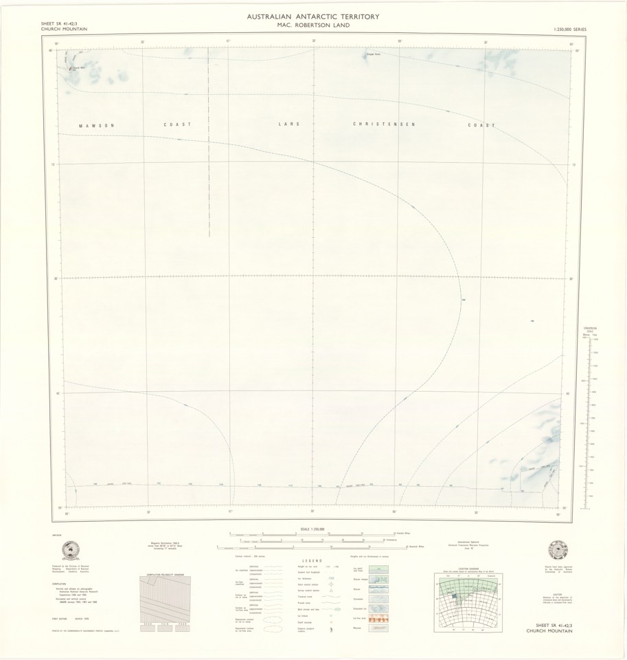 Sheet SR 41-42/3, Church Mountain, Mac. Robertson Land, Australian Antarctic Territory — actual institutional image